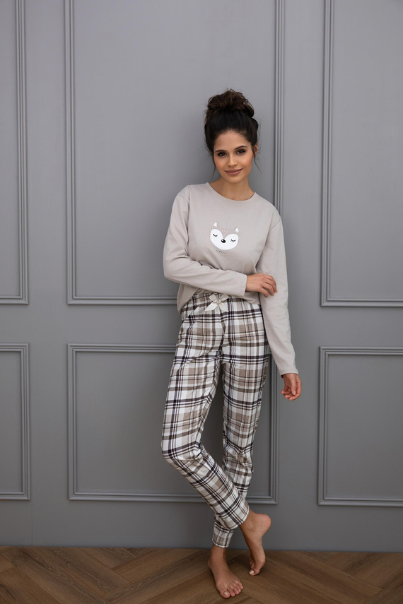 Dámske pyžamo Tinsley Sensis - bavlnené, dlhé, kockované