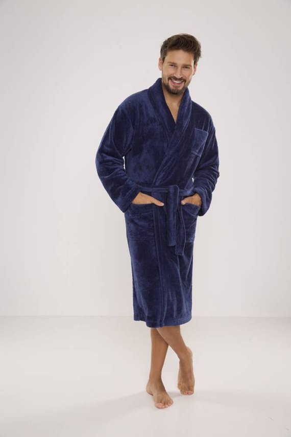 811 De Lafense pánsky plyšový župan - denim