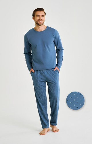 3474 Lorenzo Pánske džínsové pyžamo Taro - bavlna, dlhé nohavice, vrecká