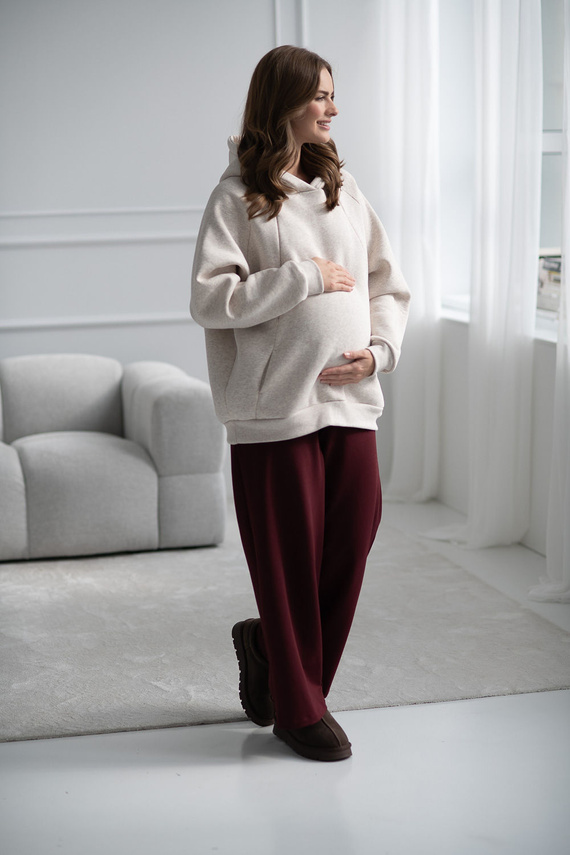Široké tehotenské nohavice Wide Flow Milk & Love Wide Leg s pásom 2v1 bordové