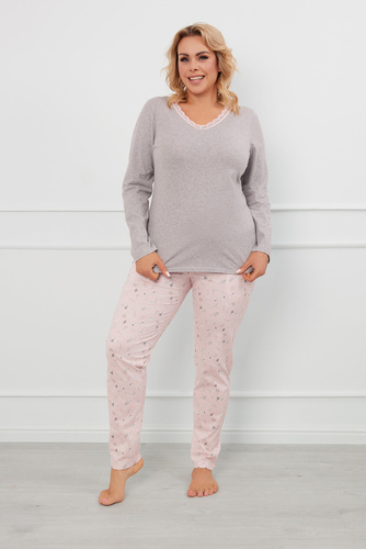 Rosaria Dámske pyžamo s dlhým rukávom a dlhými nohavicami Italian Fashion - melange/print