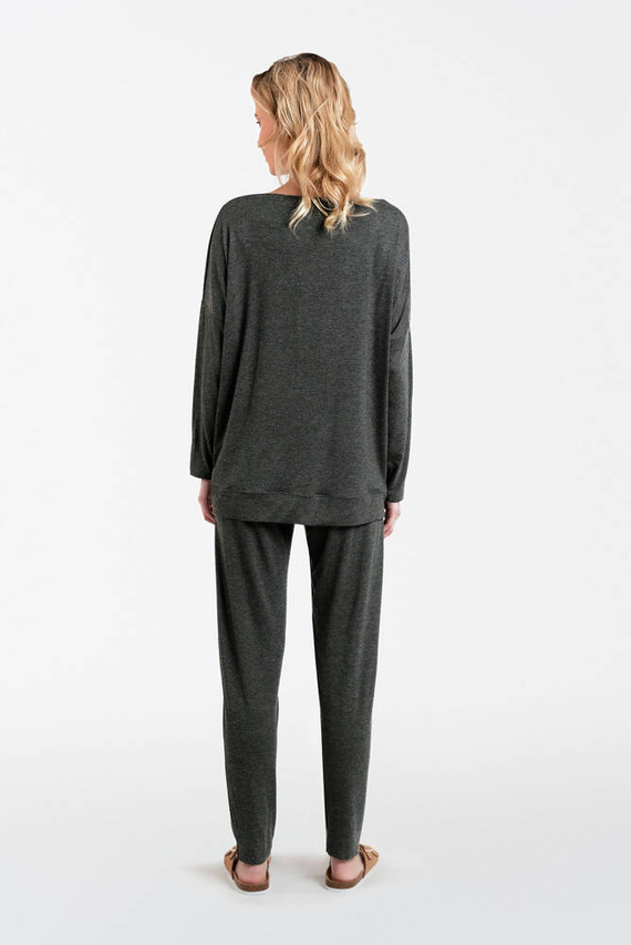 Akord Dámska súprava s dlhým rukávom a dlhými nohavicami Italian Fashion - dark melange