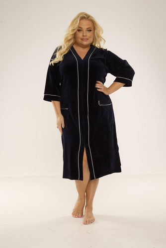 974 / 352 Dámsky župan z velúru Forex - tmavomodrý