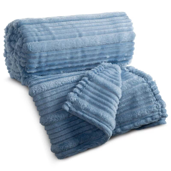 Deka prehoz Nina 220x200 flanel 3D mäkký Eurofirany 300 GSM modrý