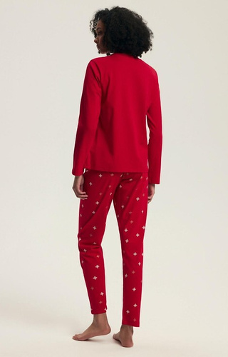 43718 Dotie Christmas Henderson dámske pyžamo červené - dlhý rukáv a nohavice