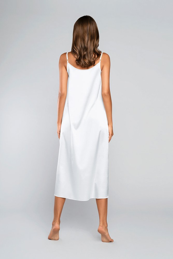 Nočná košeľa na dotyk s úzkymi ramienkami, dlhá Italia Fashion - ecru