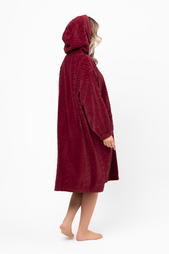 Reno Kocobluza Italian Fashion burgundy - oversize, mäkký bipolárny, unisex, s kapucňou