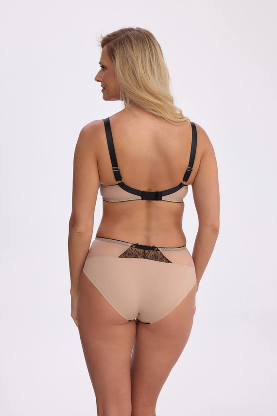 Biustonosz Gaia BS 1377 Isabela semi soft čierno-béžový vyšívaný s kostícami
