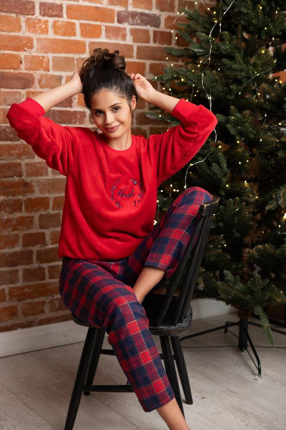 Dámske pyžamo Cordelia Sensis - tmavomodro-červené