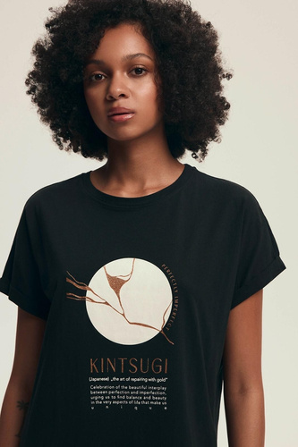 Nočná košeľa 43729 Dairoku Henderson čierna- bavlna, krátky rukáv, pohodlný strih