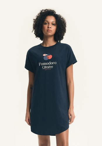 Dámska nočná košeľa 45183 Estes blue , bavlna, krátky rukáv, polokruhový výstrih, voľný strih