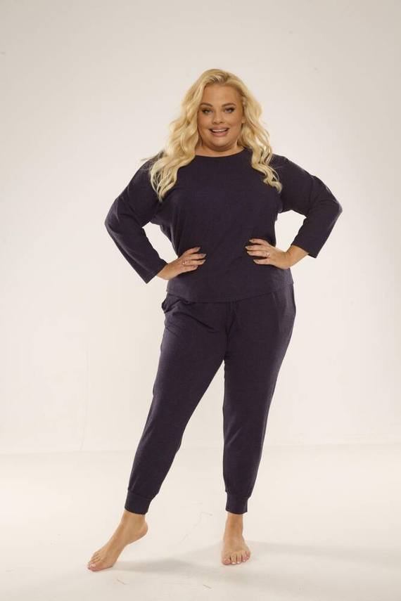 347 Paula Dámske pyžamo Plus Size De Lafense - tmavomodré