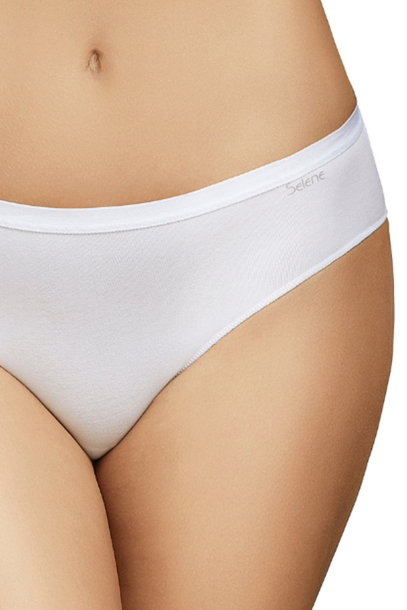 Figi bikini Selene 400 biele hladké bavlnené klasické, 2 ks