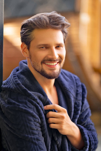 Zygmunt Pánsky župan s kapucňou Italian Fashion - tmavomodrý