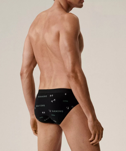 Pánske slipy Atlantic 3MP-206/25 black khaki - bavlnené, 3-pack, klasický strih