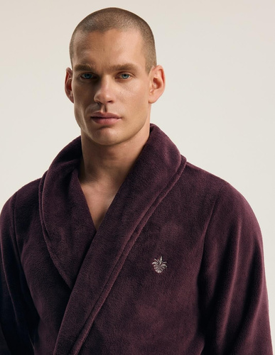 Pánsky župan Henderson 43447 Vocal grey - kapucňa, teplý úplet, pohodlie a elegancia