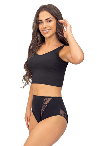 Nohavičky 238 Donna black - bavlnené dámske nohavičky s čipkovanými vsadkami