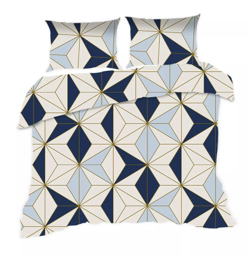 1809N Bavlnené posteľné prádlo Classic E24 Karo geometry blue navy - 100% bavlna, odolná, farebná, 2-dielna súprava