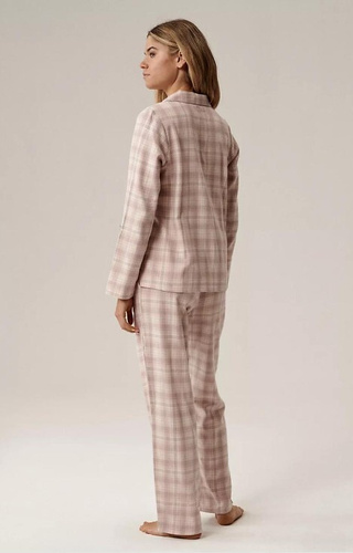 NLP-505 Dámske pyžamo Atlantic levanduľový flanel, nezapínané, károvaný, bavlna