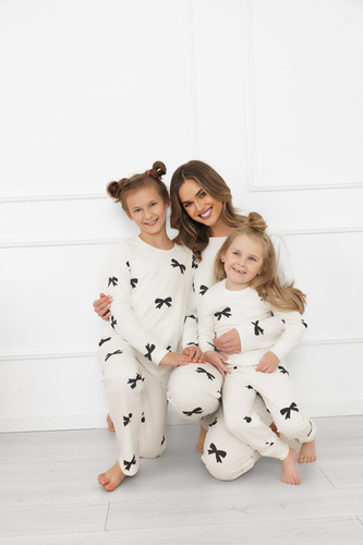 Dievčenské pyžamo Fiocca- ecru, bavlna, dlhý rukáv a nohavice Talianska móda