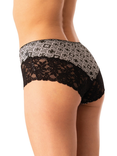 Dámske bavlnené nohavičky Key LPB 731 black beige - sada 2 ks v krabici, klasický strih