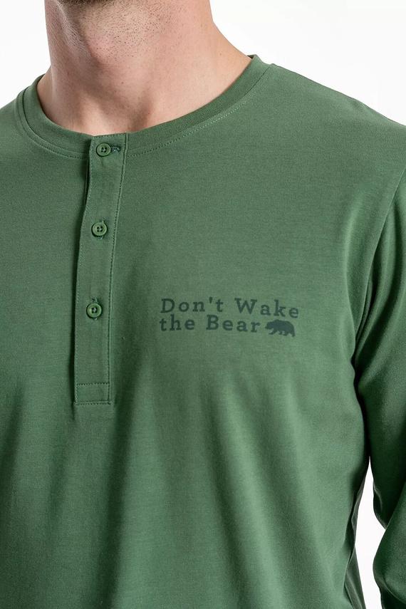 Moraj PDM pánske pyžamo 4600-015 zelené - bavlnené pyžamo s dlhým rukávom a nohavicami