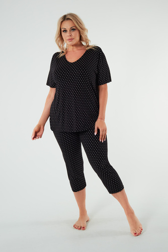 Puntini Dámske pyžamo s krátkym rukávom a 3/4 nohavicami Italian Fashion - čierne