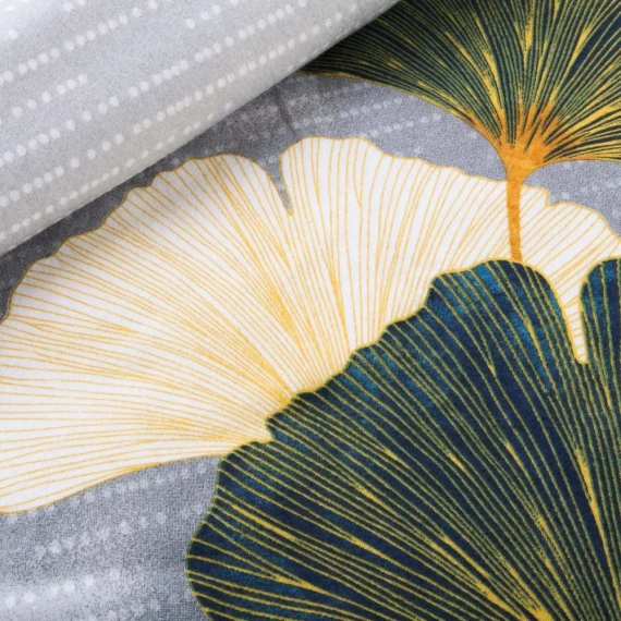 31510/1 Flanelová súprava Darymex sivozelené listy ginka, 100% bavlna, hrejivá a mäkká