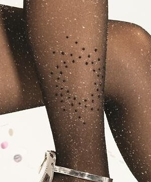 Strieborná strana wz.17 Lurex 20 den pančuchy - elegantné pančuchy s leskom a vzorom