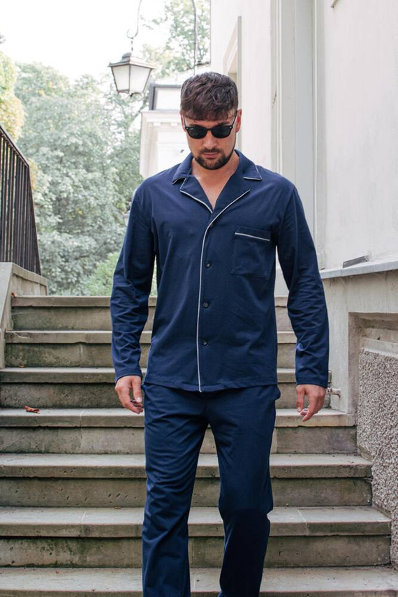 729 Norberto Pánske pyžamo De Lafense - tmavomodré