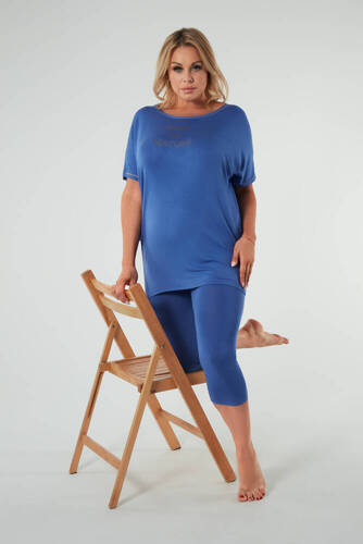 Dámske pyžamo Natura s krátkym rukávom a 3/4 nohavicami Italian Fashion - modré