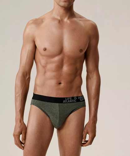 Atlantické pánske slipy 3MP-209/25 zeleno-maronovo-modré - bavlna, 3-pack, klasický strih