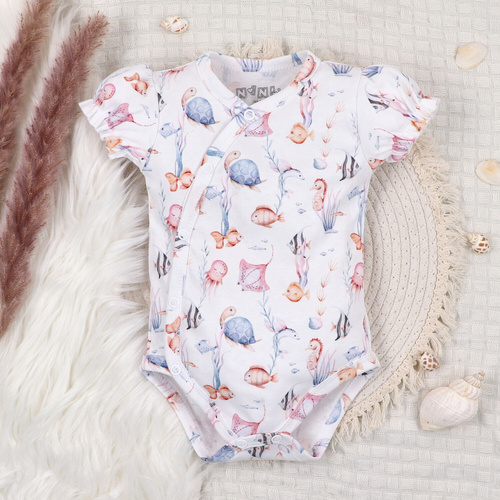 ABN-5473 Underwater World Nini obálkové body - organická bavlna, krátky rukáv