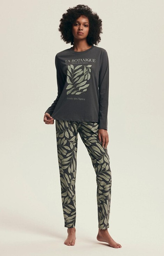 43685 Danna Dámske pyžamo Henderson šedé - bavlna, botanická potlač