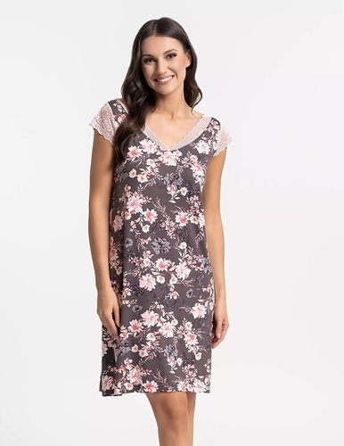 Dámska nočná košeľa Moraj PDK3200-012 z viskózy s čipkou, hnedá