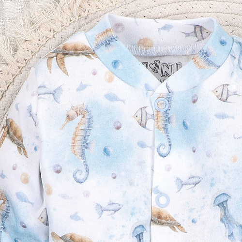 ABN-5454 Sea Of Joy Nini baby kaftan - organická bavlna, zapínanie na patentky