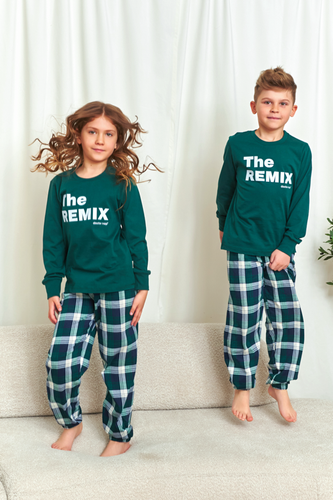 Doctor Nap 7342 - Detské unisex pyžamo "The Remix" | Rodinná kolekcia, poľská výroba - tmavomodré