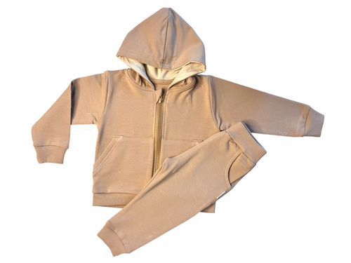 Mamatti DR2150 hnedá tepláková súprava pre dievčatá - mikina a nohavice s vreckami