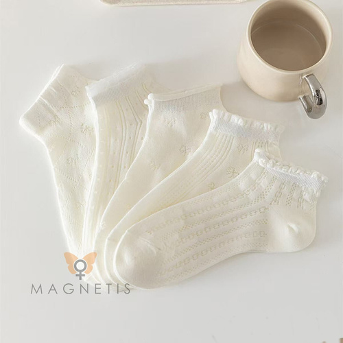 Dámske bavlnené ťapky Magnetis CC-251102 ecru s jemným vzorom