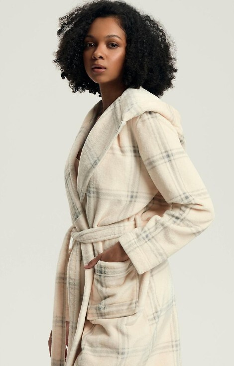 43596 Danna dámsky župan Henderson biely - s kapucňou, károvaný