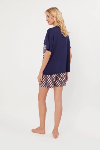 Milda Dámske pyžamo s krátkym rukávom, krátke nohavice Talianska móda - tmavomodrá