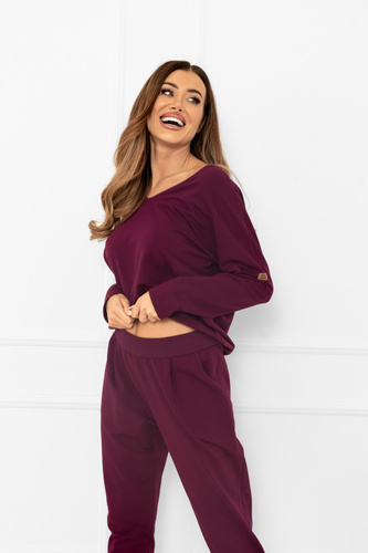 Karina Dámska tepláková súprava Italian Fashion burgundy - bavlna, pohodlná