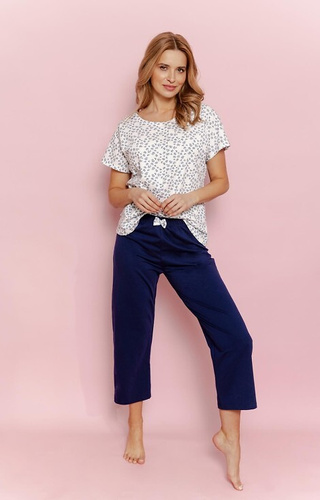 3418 Demi Dámske pyžamo Taro- bavlna, krátky rukáv, 3/4 nohavice