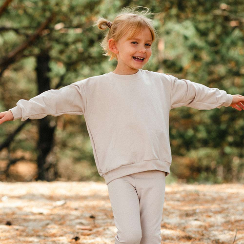 Simply Comfy Detská mikina Eevi - oversize, 100% bavlna, béžová