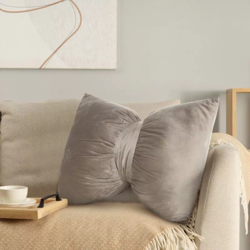 Eurofirany Vianočný vankúš béžový 45x55 - zamatová mašľa