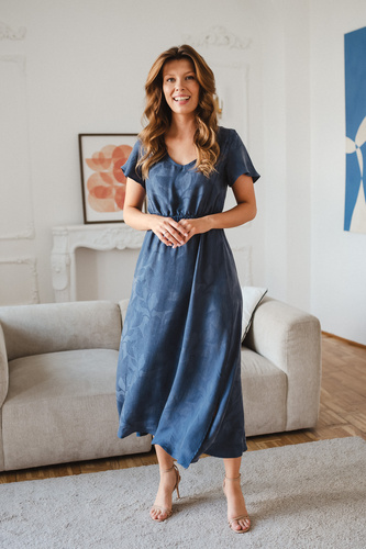 Tehotenské a dojčiace šaty Milk & Love Lovely Dress Long tmavomodré