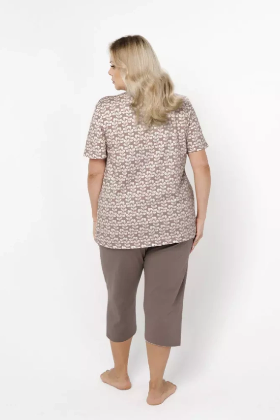 Ramira Dámske pyžamo s krátkym rukávom a 3/4 nohavicami Italian Fashion - potlač/kapučíno