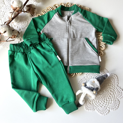 Mamatti Tepláková súprava DR06 Merry Christmas - Green-Grey, chlapčenská, bavlna