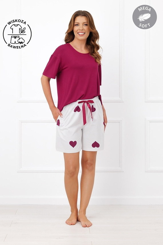 Italian Fashion Kioga Dámska pyžama z viskózy Mega Soft šortky srdcia
