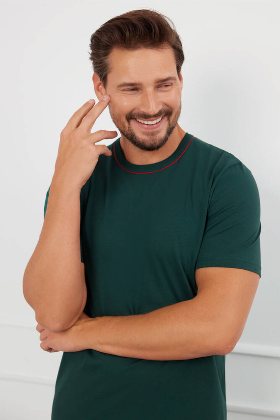 Fogo Pánske pyžamo s krátkym rukávom, šortky Talianska móda - zelená/potlač